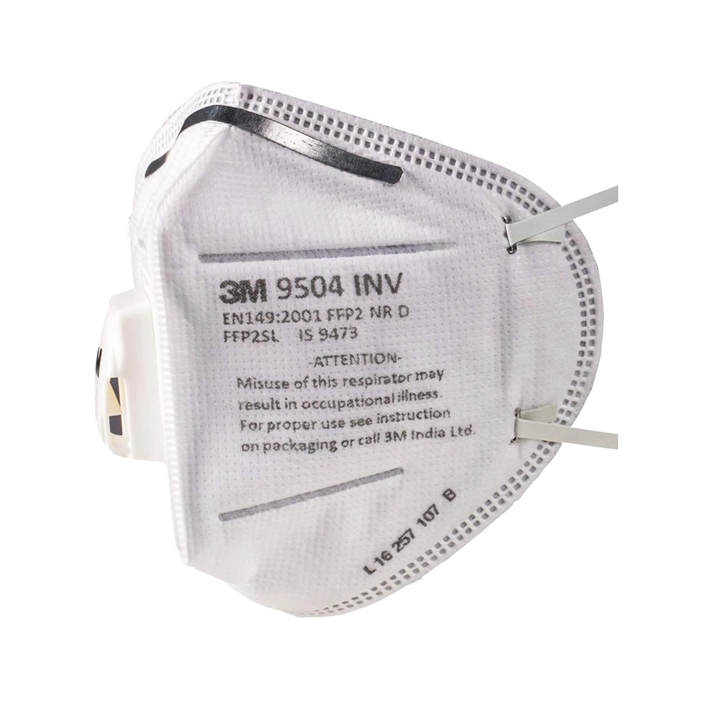 3M Anti Pollution 9504 INV FFP2 Dust Protection Safety Disposable Non Woven Mask and Respirator with Valve (White) - Pack of 10