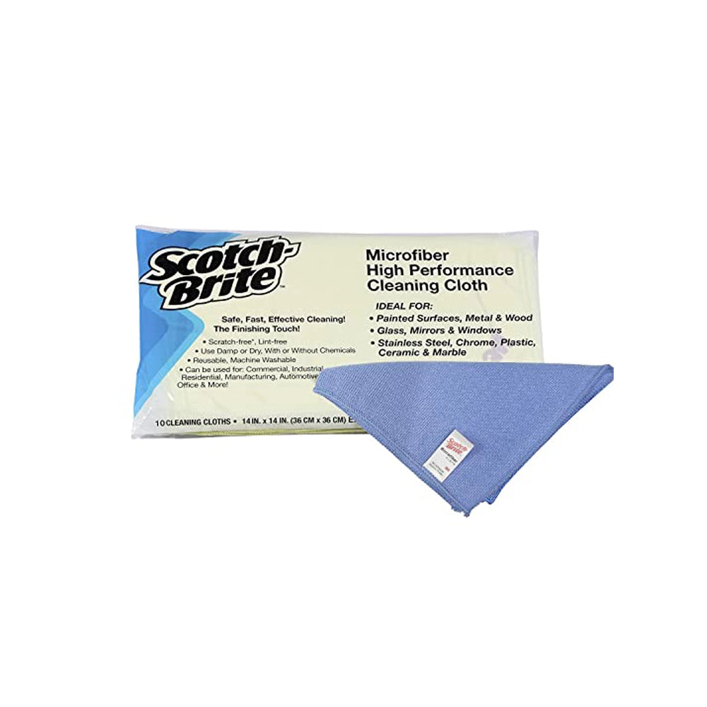 3M Scotch Brite Professional Lint & Scratch Free Microfiber Cleaning Cloth - 350 GSM, Multipurpose Use for Glass, Metal, Wood, Superior Stain Removal Wipe Cloth 36 Cm X 36 Cm, (Green, Packs of 10)