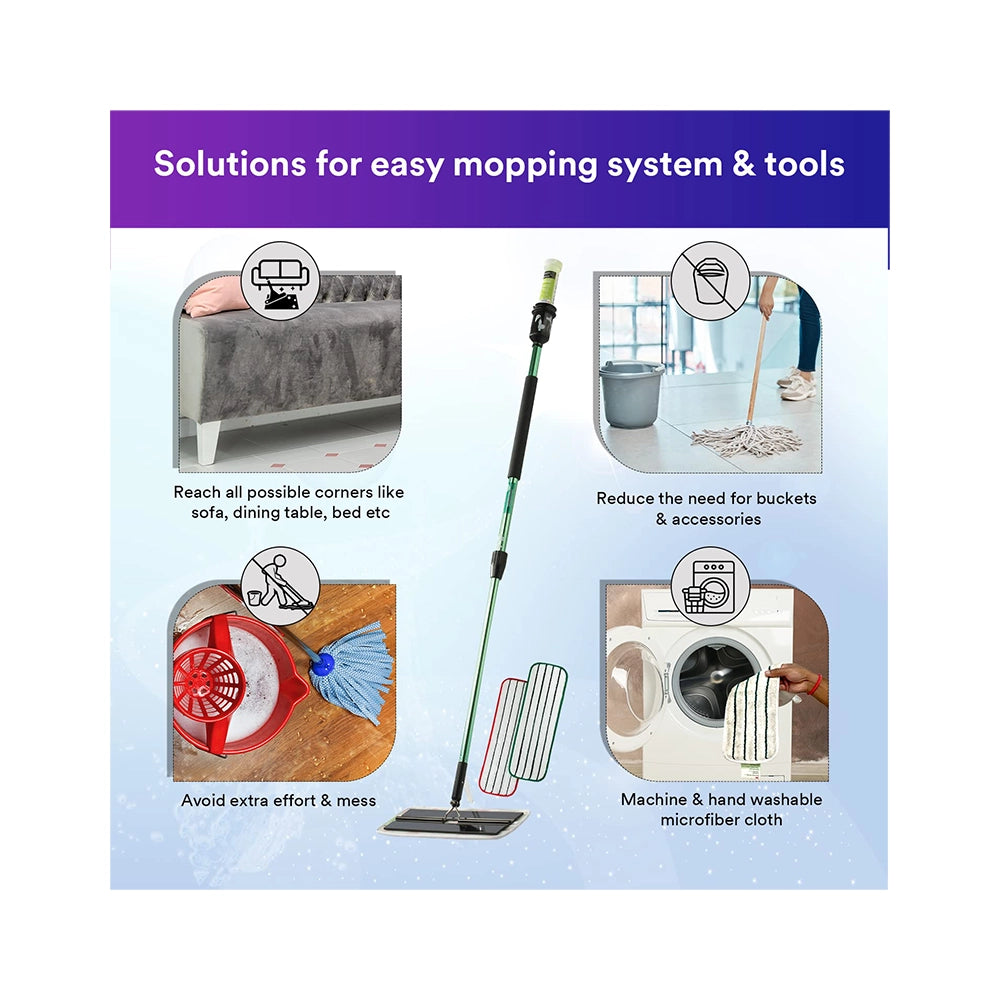 3M Easy Scrub Express Flat Mop Tool, Cleaning Mop with Pad Holder, Reusable Microfiber Cloth & Caddy Fluid Bottles, Easy to Use for Home & Commercial, Light Weight, Adjustable Handle, (16 in,1/case)