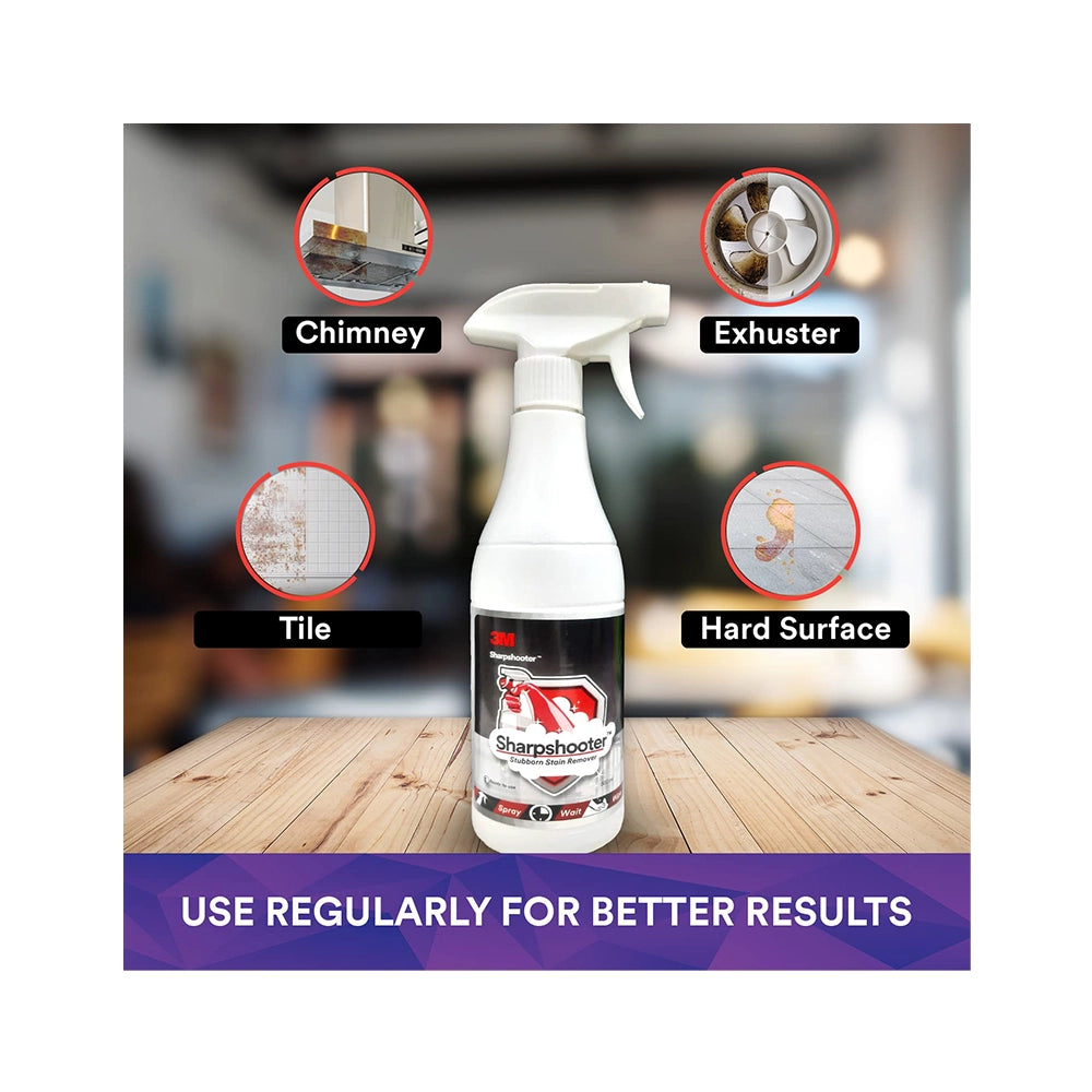 3M Sharpshooter Stubborn Stain Remover with Trigger Spray for Soil Removal From Hard Washable Surfaces Include Walls, Floors, Chrome, Steel, Ceramic, Ready to Use, Convenient & Effective - 500ml