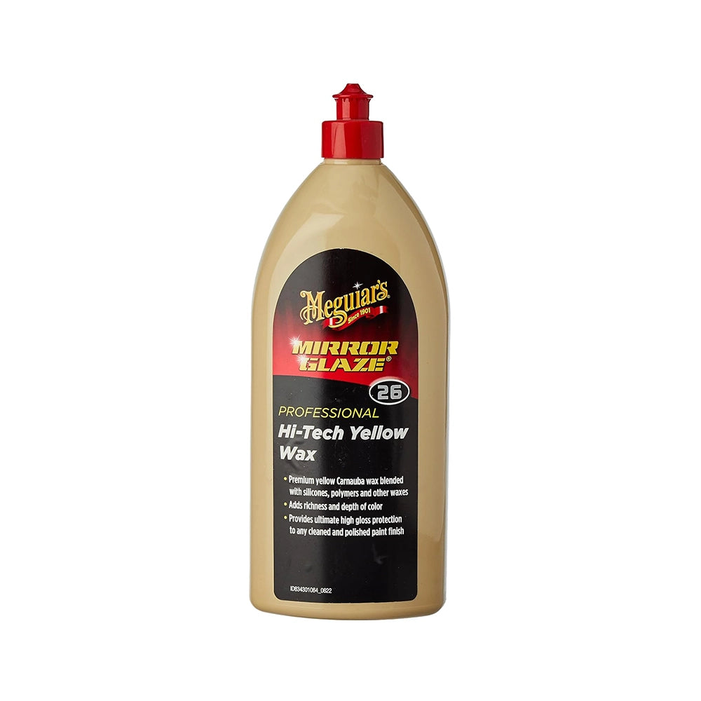 Meguiar's Hi-Tech Yellow wax, premium carnuba protecion with silicones and polymers (1 Litre), ultimate shine and gloss, DIY car, long lasting paint protection