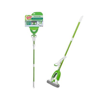 Scotch-Brite Butterfly Mop- High Water Absorption, Hands-Free Wringing, Controlled Squeezing, Wiper, Height Adjustable Handle, Easy Home Balcony &amp; Bathroom Cleaning