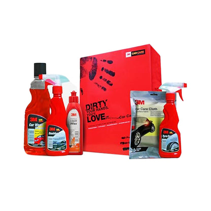 3M Large Car Care Kit | Car Shampoo | Tyre Dresser | Dashboard Dresser | Liquid Wax | Microfiber Cloth (All in One)