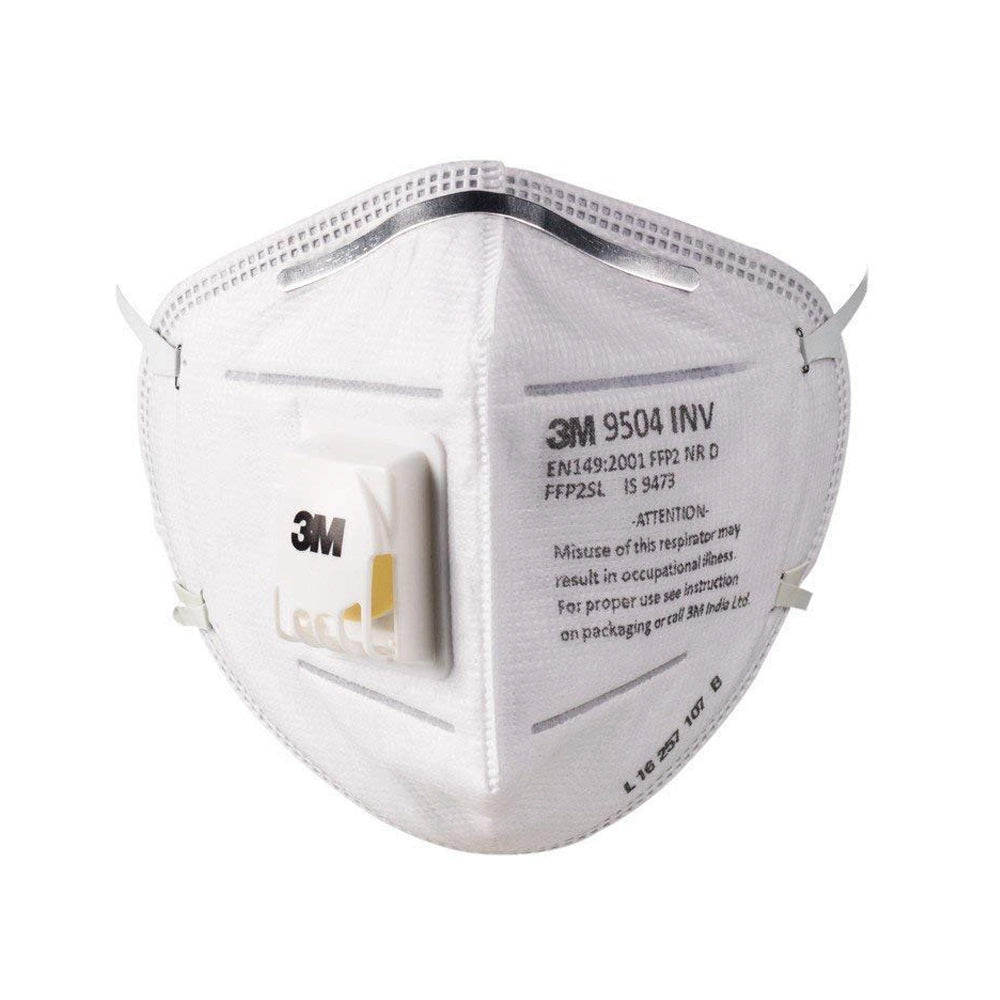 3M Anti Pollution 9504 INV FFP2 Dust Protection Safety Disposable Non Woven Mask and Respirator with Valve (White) - Pack of 10