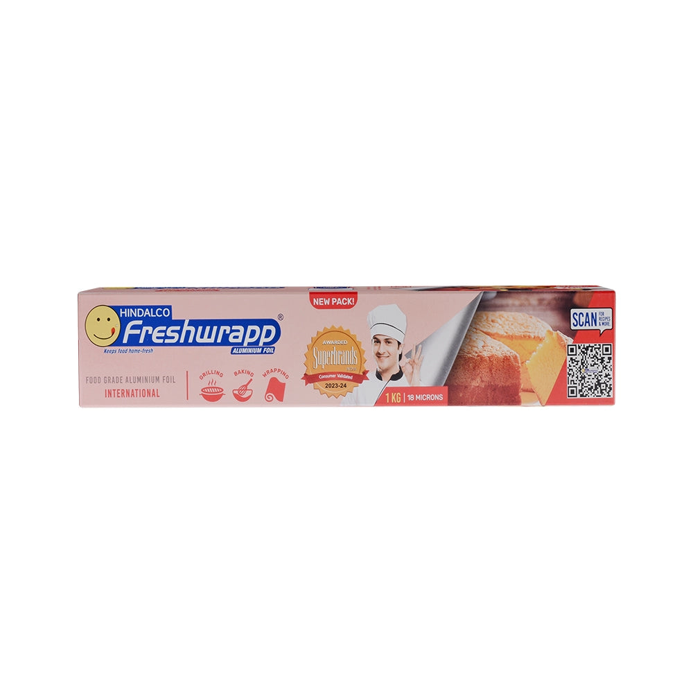 Freshwrapp Hindalco International Aluminium Foil 1 Kilo Gram Net, 18 microns |Food Packing, Wrapping , Storing , Serving and Cooking (Baking , Grilling , Roasting, Freezing)