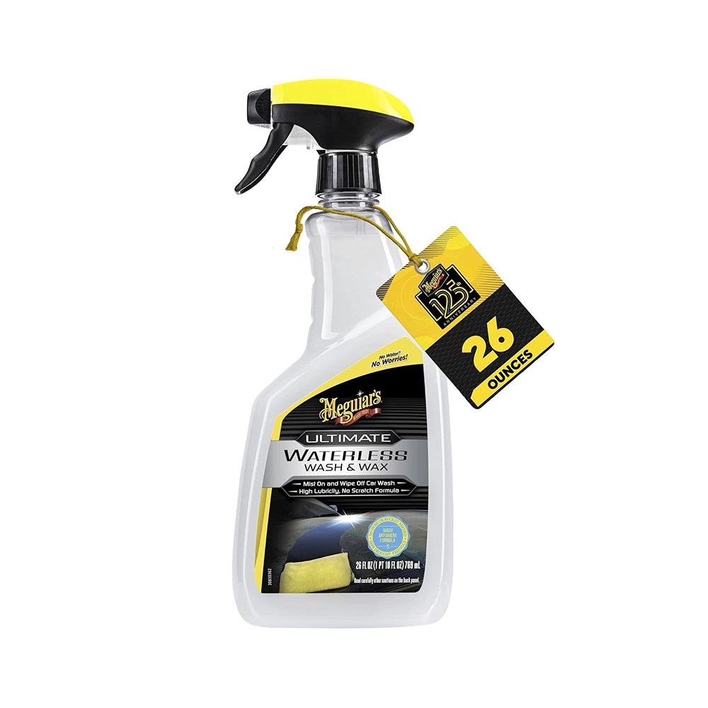 Meguiar's® Ultimate Waterless Wash &amp; Wax, Spray Shampoo (768 ml) |True waterless Shampoo | Fruity Fragrance | Water repellent coating | Long Lasting Glossy Finish | No equipment needed