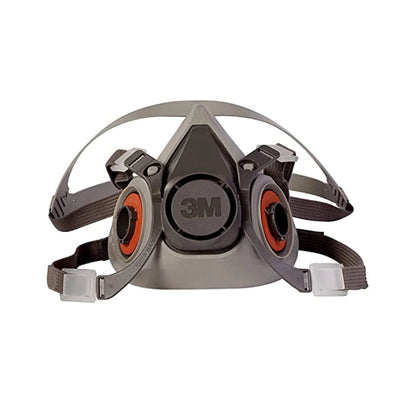 3M Half Facepiece Reusable Respirator 6200, Dual Airline Supplied Air Compatible, Comfortable Design, Reusable &amp; Breathable Design, Protect with Airborne Particles, Without Cartridges - (Pack of 1)