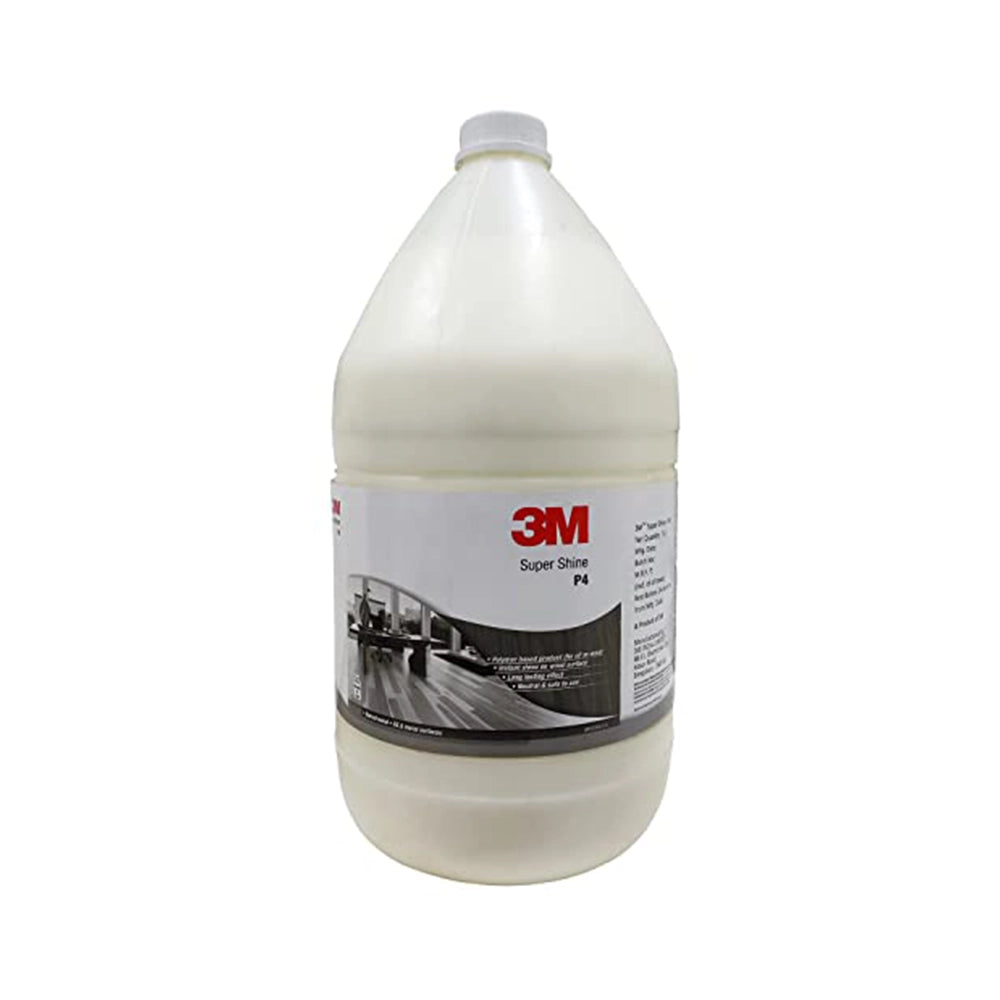 3M Super Shine Polish P4, Water &amp; Polymer Based, Pleasant Lemon Fragrance, Perfect Shining Results for Wood, Plastics &amp; Metals, Cleans &amp; Protects Shine in one Go, Non-Flammable (5L, Pack of 1)
