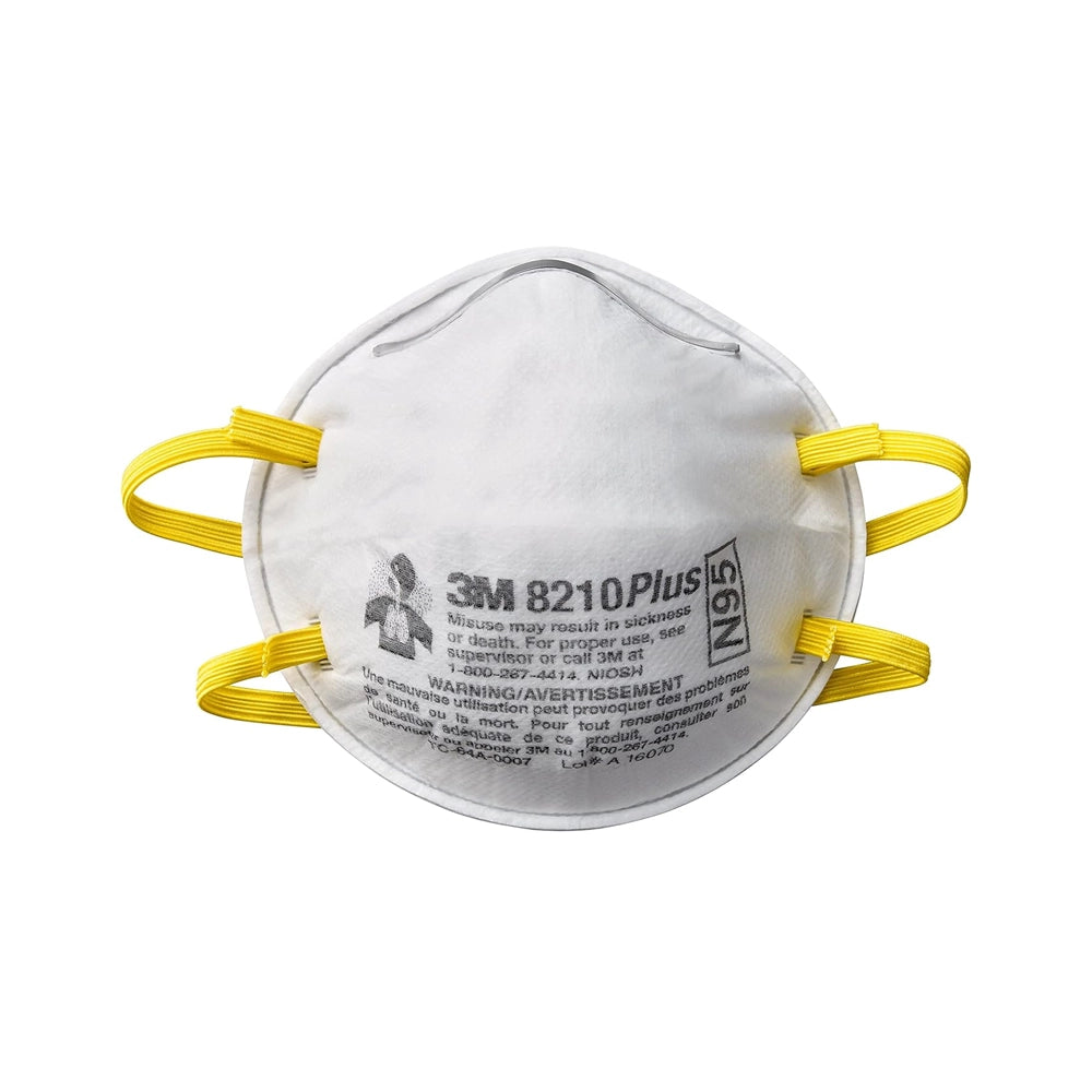3M 8210 Disposable Respirator N95 Face Mask, Non Woven Fabric, Metal Nose Clip and Elastic Headband, NIOSH Approved, Particulate Anti Air Pollution Respirator (Pack of 20)