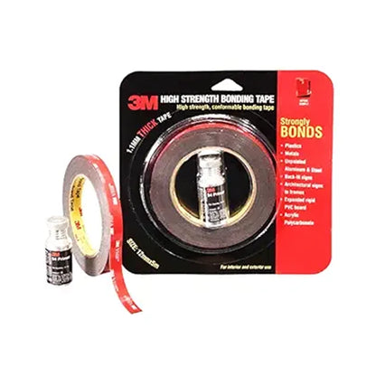 3M IA120100531 Hi Strength Bond Tape (12 mm x 5 m 1 Roll + Primer), black