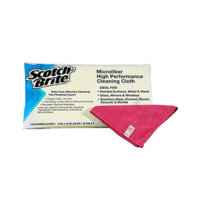 3M Scotch Brite Professional Lint &amp; Scratch Free Microfiber Cleaning Cloth - 350 GSM, Multipurpose Use for Glass, Metal, Wood, Superior Stain Removal Wipe Cloth 36 Cm X 36 Cm, (Green, Packs of 10)