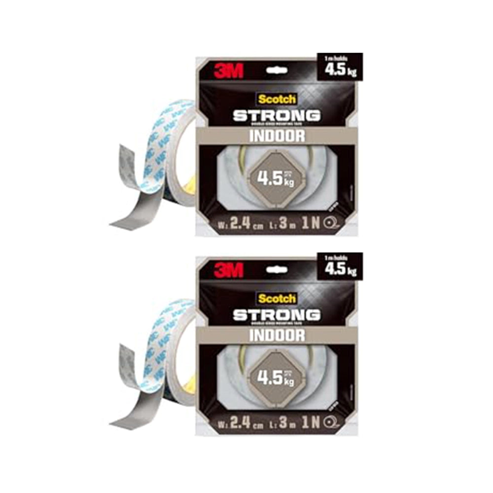Scotch 3M Double Sided Tape (1m holds 4.5Kgs) for indoor hanging applications (Photo frames, Mirrors, Key Holders, Extension Boards, Wall decoration, etc)(L: 3m, W: 24mm)