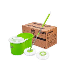 Scotch-Brite Twin Bucket Spin Mop with Easy Wring &amp; Rinse System, 360° Adjustable Handle, High Absorbency Microfiber for Deep Cleaning on All Floor Types, 1 Extra Refill (Green)