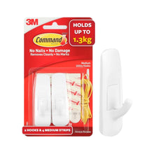 Command 3M Medium Wall Hooks, Holds up to 1.3kg, No Paint Damage, Holds Strongly, Reusable, Adhesive Hooks for Wall, Multi-Surface, Pack of 5 (White, 2 Hooks, 4 Strips Each)