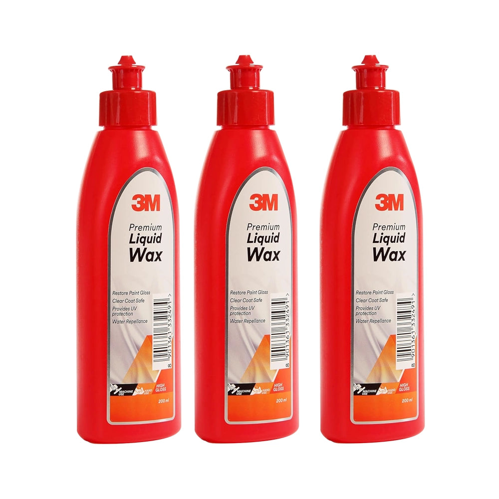3M Premium Liquid Wax, Restores Car Paint Gloss and Lustre, Water Repellent, UV Protection (200ml, Pack of 1)