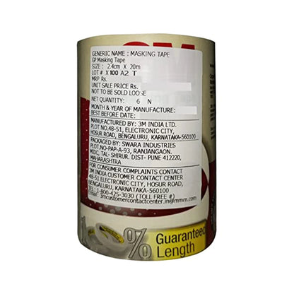 3M General Purpose Masking Tape, 24mm X 20m, 6 rolls/pack, For Carpenters &amp; Painters