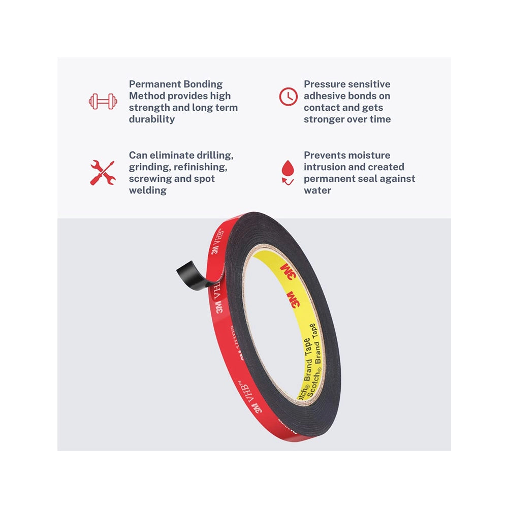 3M IA120100531 Hi Strength Bond Tape (12 mm x 5 m 1 Roll + Primer), black