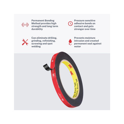 3M IA120100531 Hi Strength Bond Tape (12 mm x 5 m 1 Roll + Primer), black