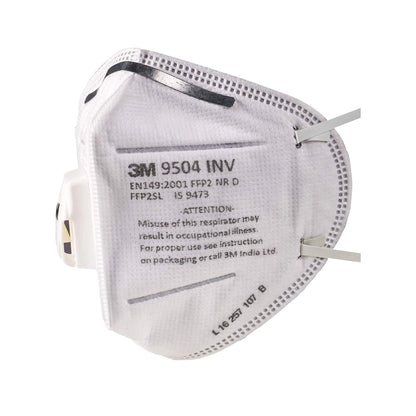 3M Anti Pollution 9504 INV FFP2 Dust Protection Safety Disposable Non Woven Mask and Respirator with Valve (White) - Pack of 10