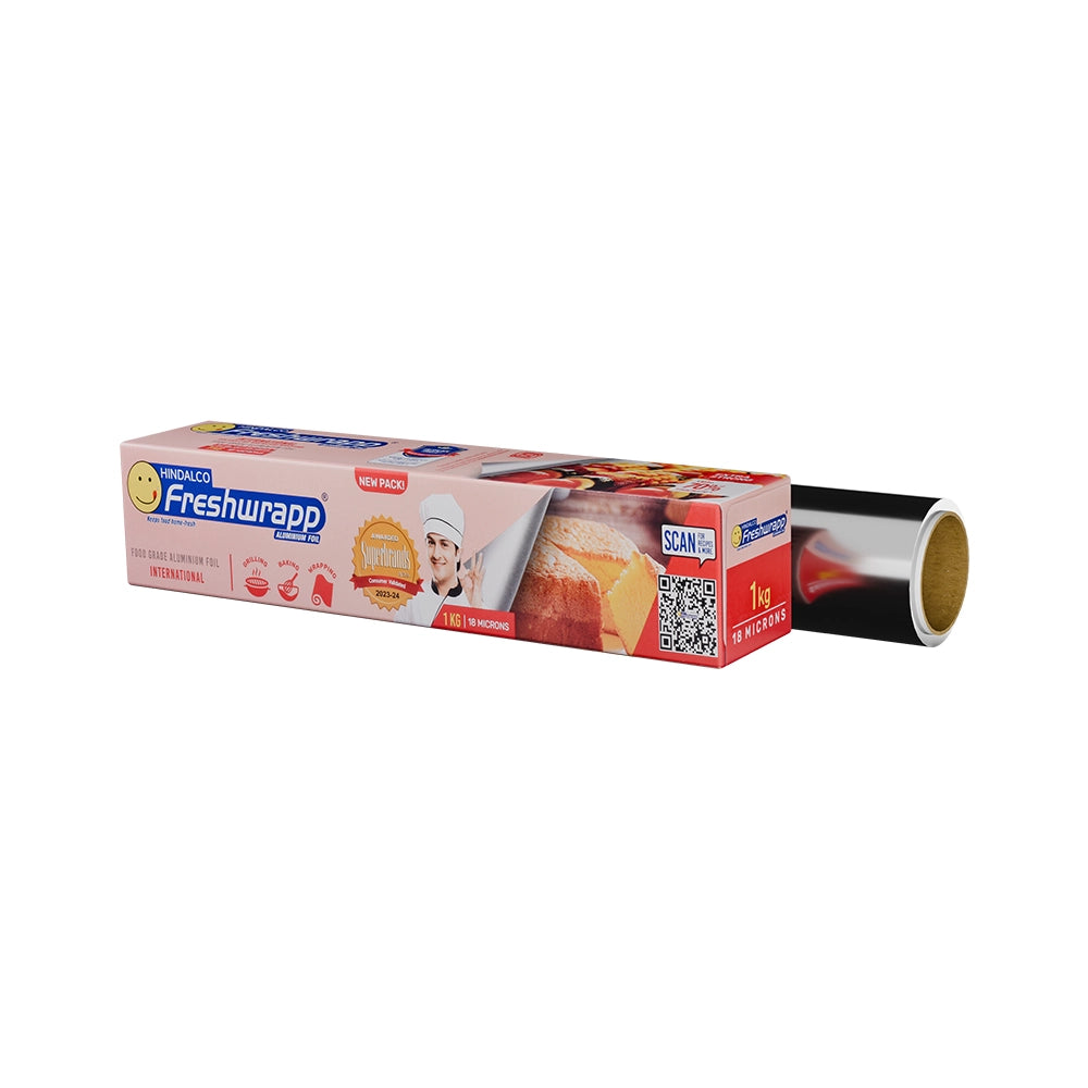 Freshwrapp Hindalco International Aluminium Foil 1 Kilo Gram Net, 18 microns |Food Packing, Wrapping , Storing , Serving and Cooking (Baking , Grilling , Roasting, Freezing)