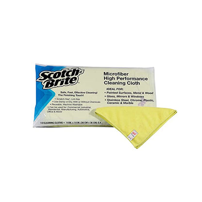 3M Scotch Brite Professional Lint &amp; Scratch Free Microfiber Cleaning Cloth - 350 GSM, Multipurpose Use for Glass, Metal, Wood, Superior Stain Removal Wipe Cloth 36 Cm X 36 Cm, (Green, Packs of 10)