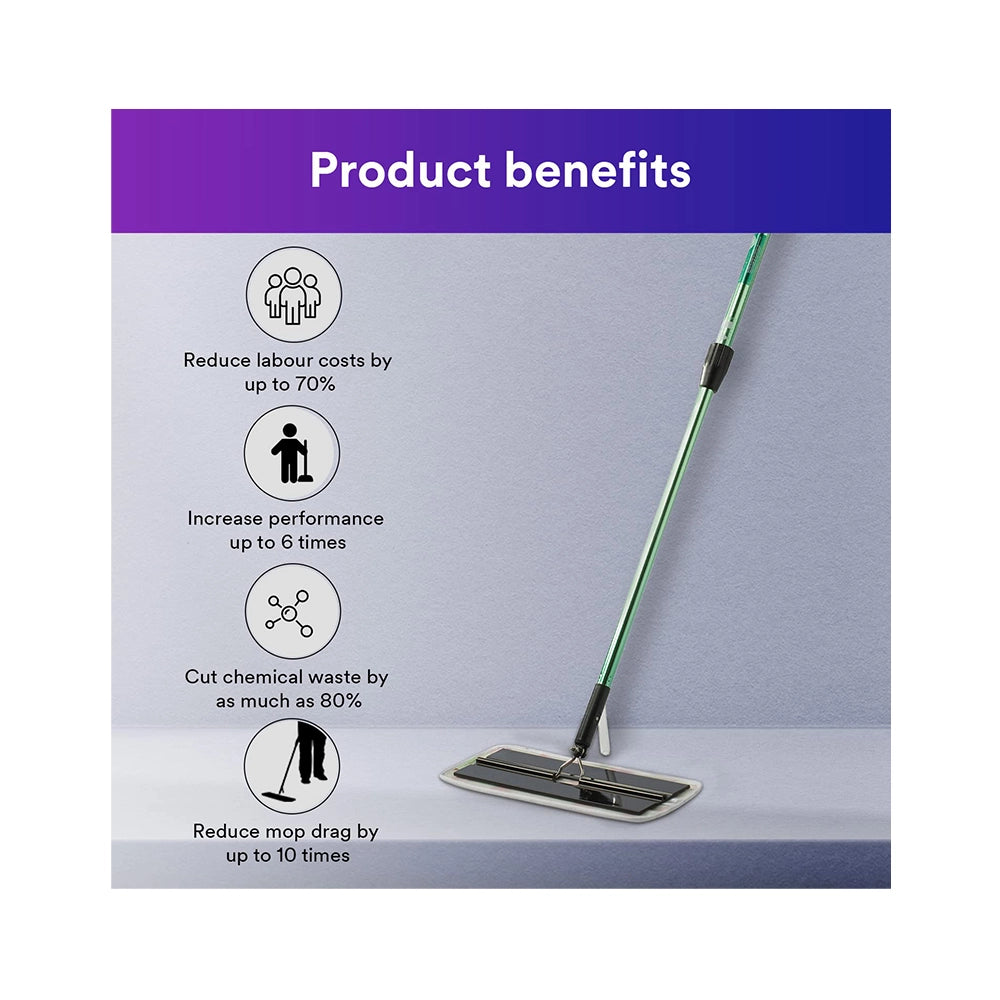 3M Easy Scrub Express Flat Mop Tool, Cleaning Mop with Pad Holder, Reusable Microfiber Cloth &amp; Caddy Fluid Bottles, Easy to Use for Home &amp; Commercial, Light Weight, Adjustable Handle, (16 in,1/case)