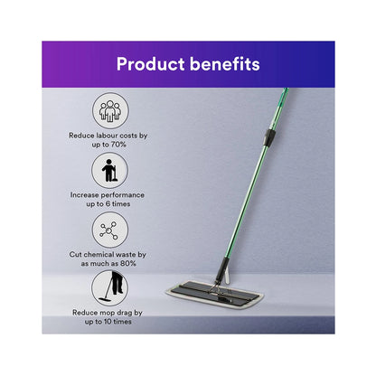 3M Easy Scrub Express Flat Mop Tool, Cleaning Mop with Pad Holder, Reusable Microfiber Cloth &amp; Caddy Fluid Bottles, Easy to Use for Home &amp; Commercial, Light Weight, Adjustable Handle, (16 in,1/case)
