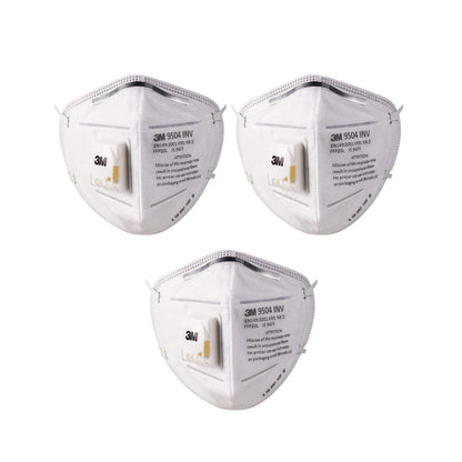 3M Anti Pollution 9504 INV FFP2 Dust Protection Safety Disposable Non Woven Mask and Respirator with Valve (White) - Pack of 10