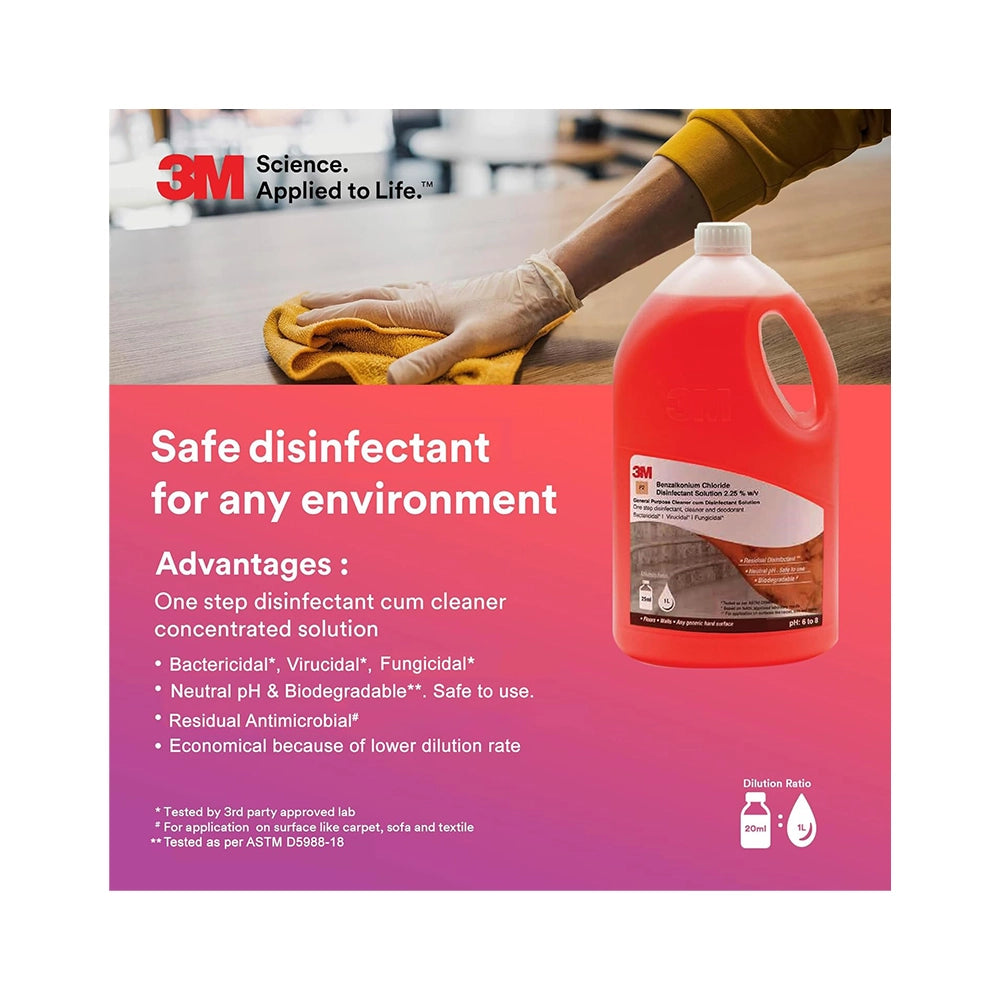 3M General Purpose Cleaner Solution P2, All-purpose Cleaners for Glass, Floor, Plastic, Stainless Steel, Fast Cleaner with Pleasant Fragrance (5L, Pack of 1)