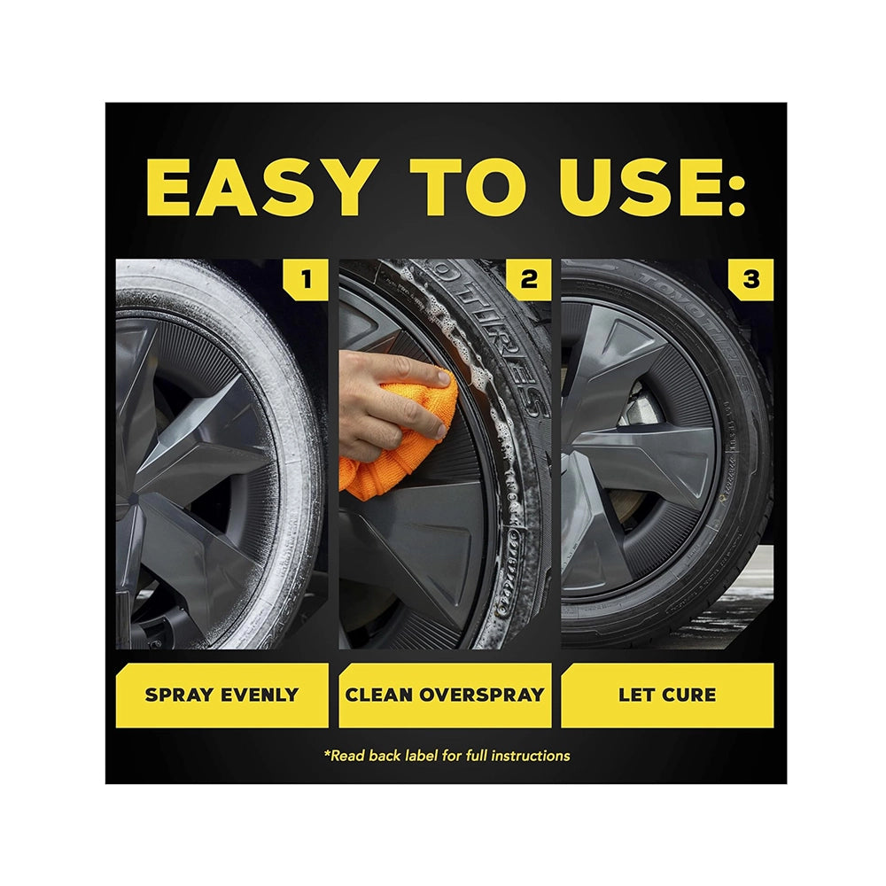 Meguiar's Hot Shine Tire Foam Easy to use Aerosol Tire Shine with UV Protection for Glossy, Rich Black Tires