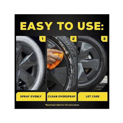 Meguiar's Hot Shine Tire Foam Easy to use Aerosol Tire Shine with UV Protection for Glossy, Rich Black Tires