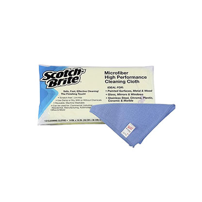 3M Scotch Brite Professional Lint &amp; Scratch Free Microfiber Cleaning Cloth - 350 GSM, Multipurpose Use for Glass, Metal, Wood, Superior Stain Removal Wipe Cloth 36 Cm X 36 Cm, (Green, Packs of 10)