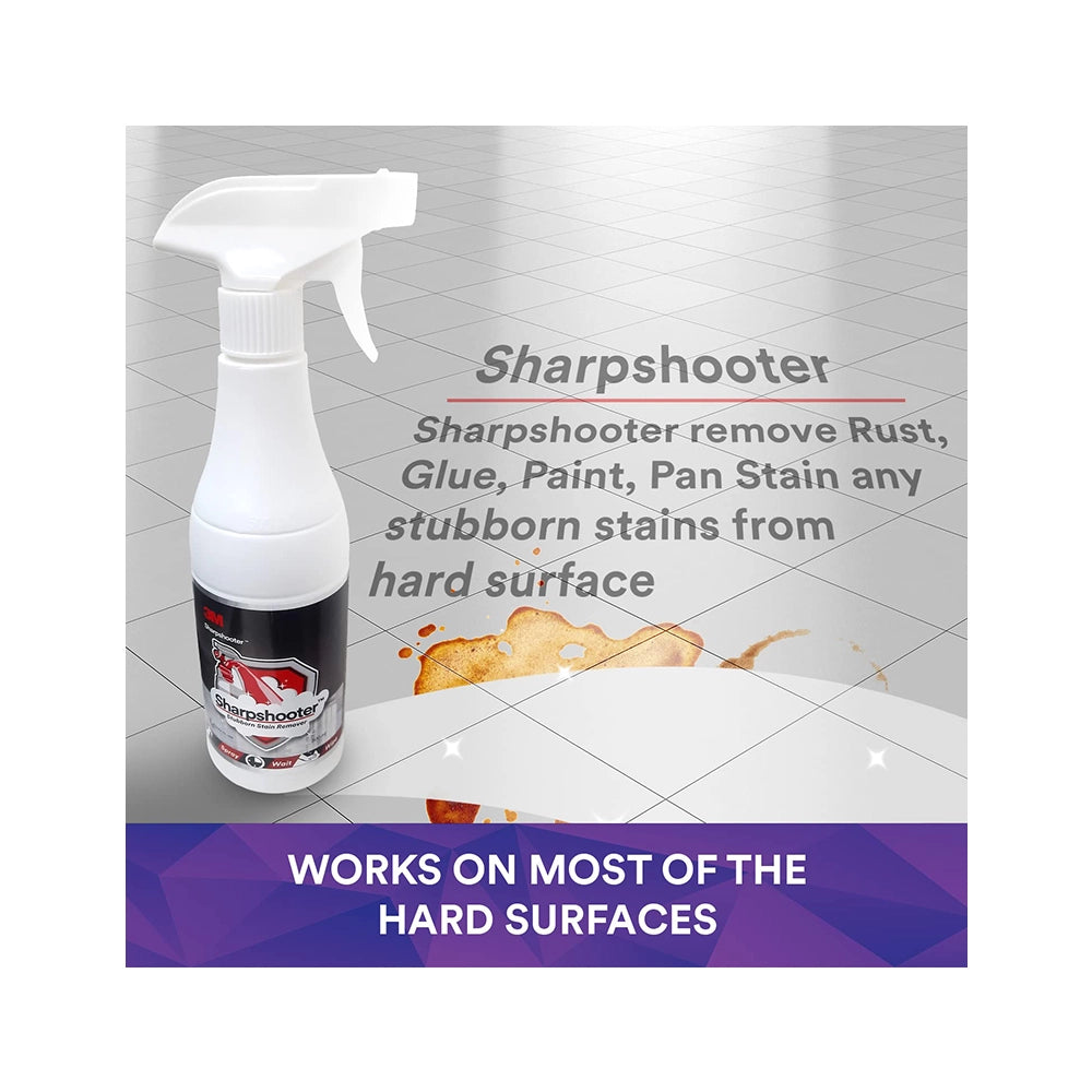 3M Sharpshooter Stubborn Stain Remover with Trigger Spray for Soil Removal From Hard Washable Surfaces Include Walls, Floors, Chrome, Steel, Ceramic, Ready to Use, Convenient &amp; Effective - 500ml