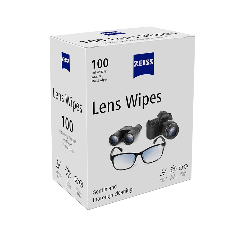 ZEISS Lens Wipes 100 Count- Pack of 1| Lens Cleaner - Perfect for Spectacles, Eyeglasses, Sunglasses, Camera Lenses, Binoculars and all other lenses