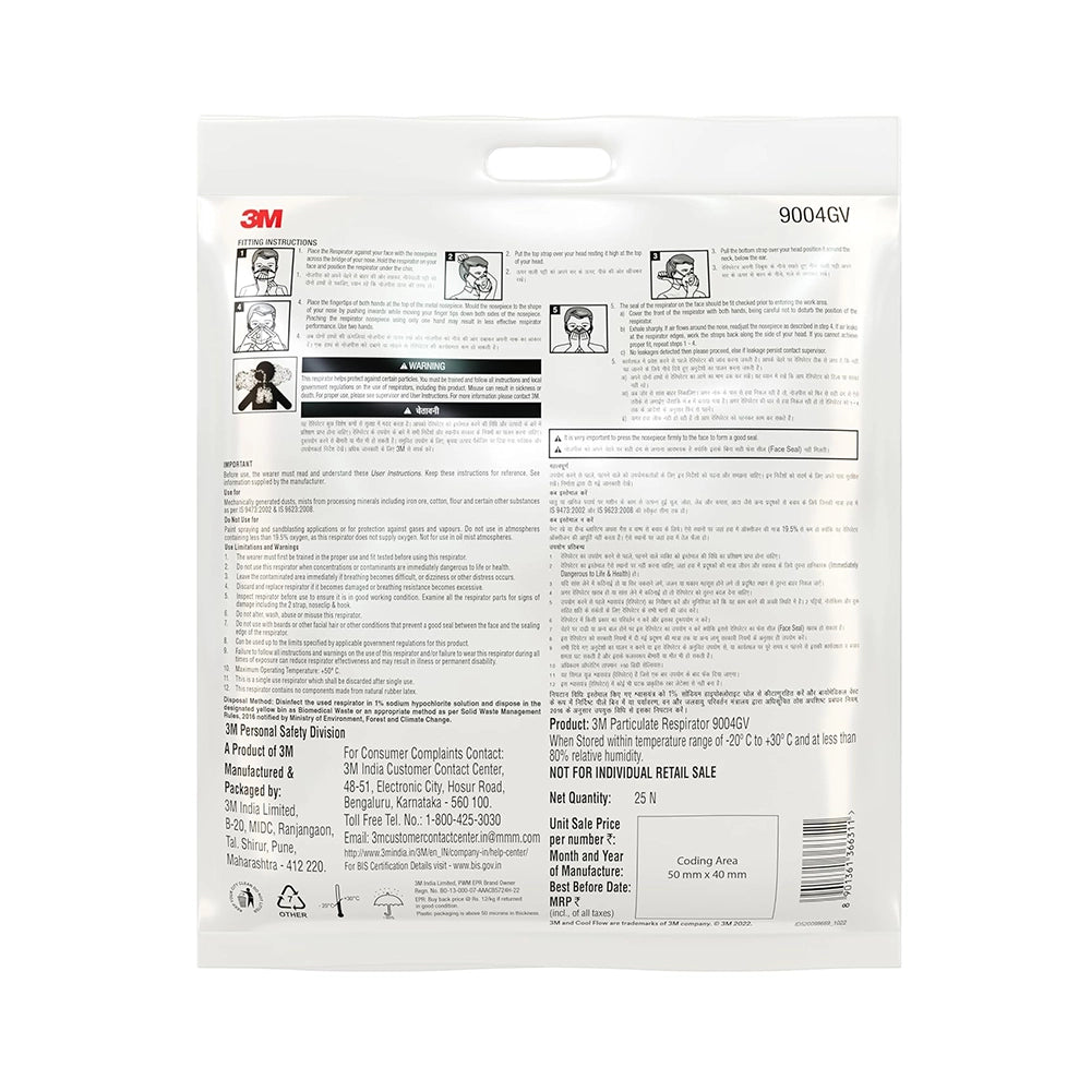 3M 9004GV Anti Pollution Mask (Pack of 3, Grey)