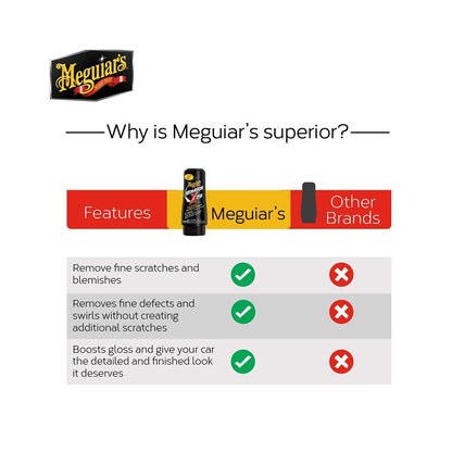 Meguiars Scratch X (207 ml), Minor DIY car Scratch Remover, restores Clarity and Gloss .Polymer Wax Protection, Brilliant car Shine, Super Micro Abrasive Technology