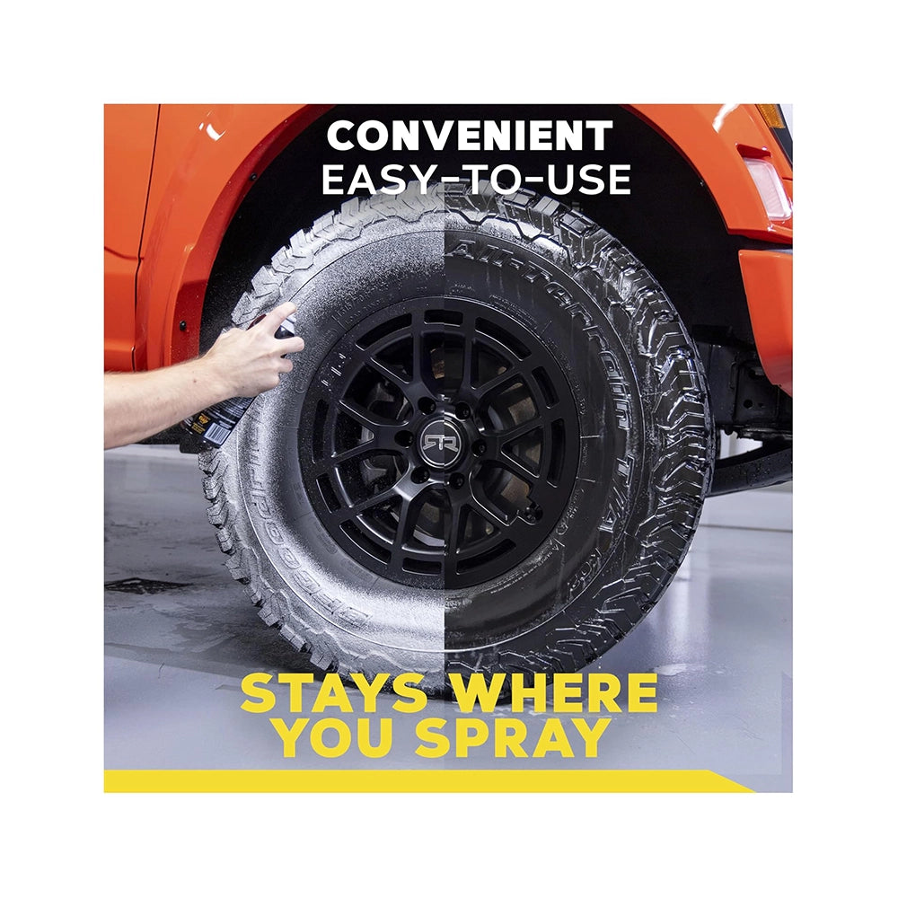 Meguiar's Hot Shine Tire Foam Easy to use Aerosol Tire Shine with UV Protection for Glossy, Rich Black Tires