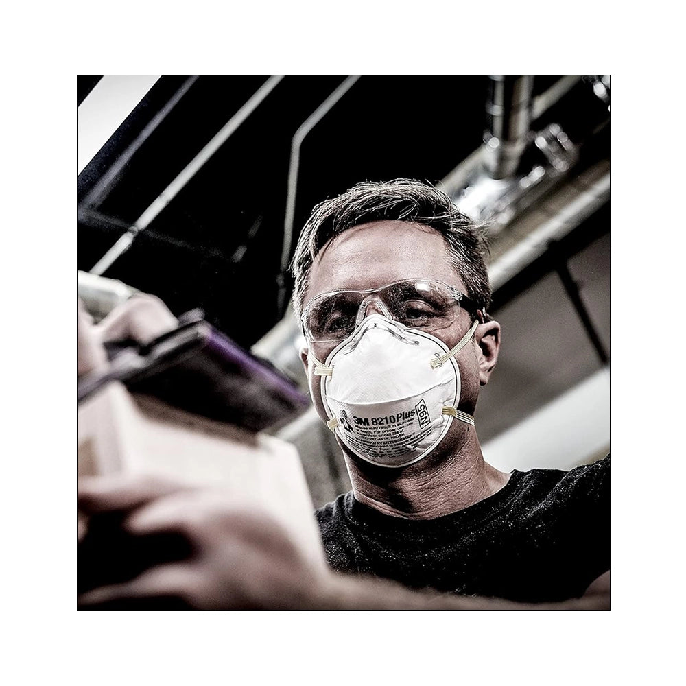3M 8210 Disposable Respirator N95 Face Mask, Non Woven Fabric, Metal Nose Clip and Elastic Headband, NIOSH Approved, Particulate Anti Air Pollution Respirator (Pack of 20)