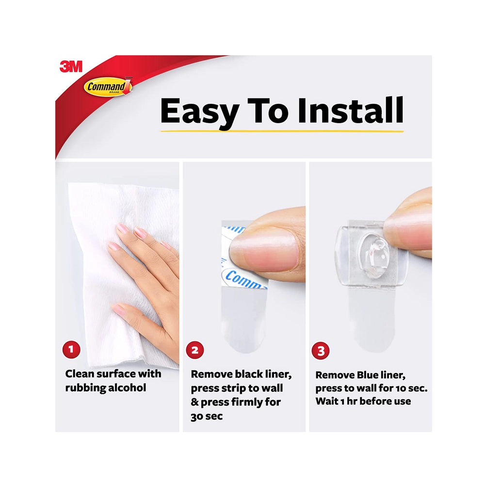 Command Decorating &amp; organizing Pack of 20 clips/hooks and 24 mini strips, Damage Free walls, Clear,Plastic