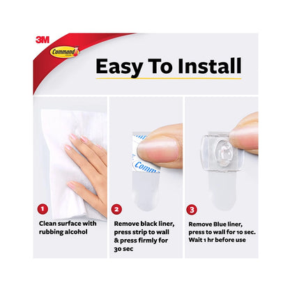 Command Decorating &amp; organizing Pack of 20 clips/hooks and 24 mini strips, Damage Free walls, Clear,Plastic